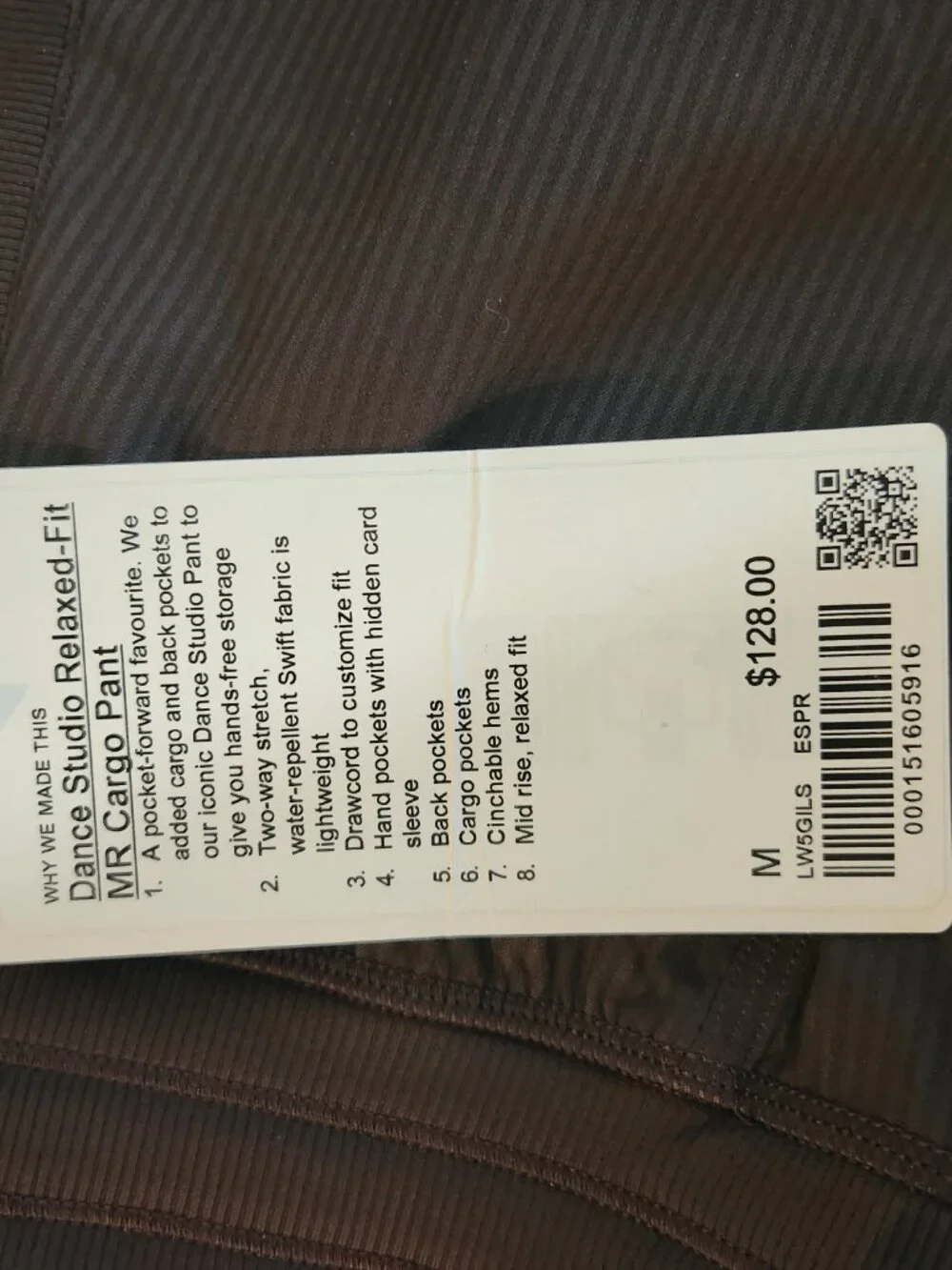 Lululemon Dance Studio Relaxed-Fit MR Cargo Pant Brown Size M